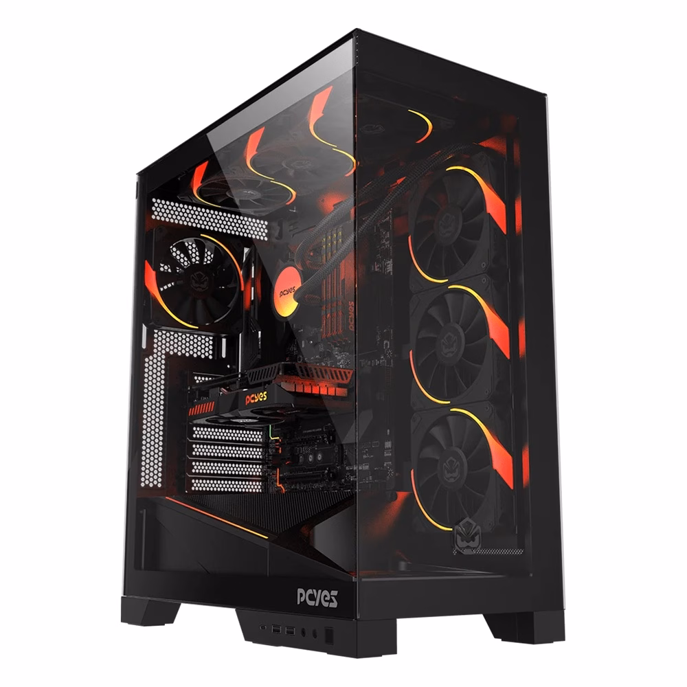 Gabinete Gamer PCYes Forcefield Flow Black Vulcan Vidro
