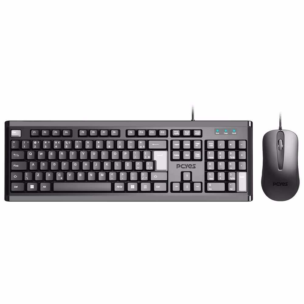 Kit Teclado E Mouse Com Fio USB PCYes Classic Preto ABNT2